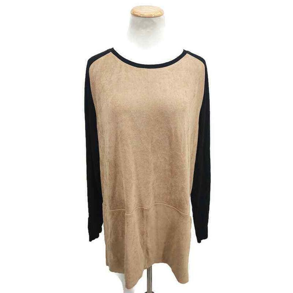 JOH suede feel brown and black long sleeve top in size Large